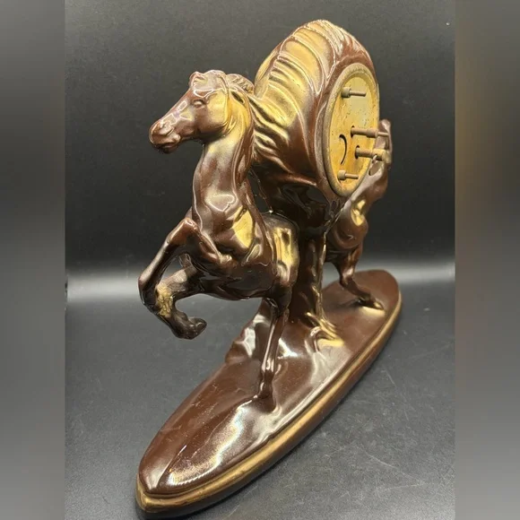 Walter Germany Vintage Ceramic Equestrian Horse Table Clock, Mantel Clock Decor - Picture 10 of 14